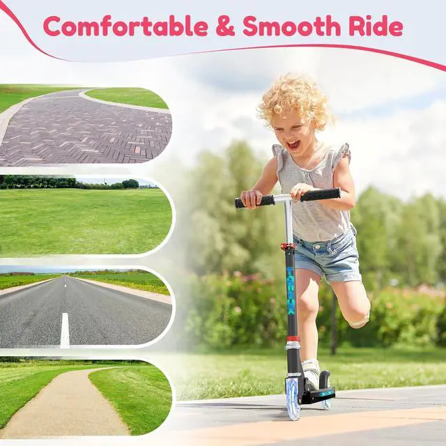 Alt view image 6 of 7 - Scooters Scooter with Cool Light Up Stem, Wheels, and Deck, 4 Level Adjustable Height Kick Scooter, Foldable and Lightweight Scooter , Black
