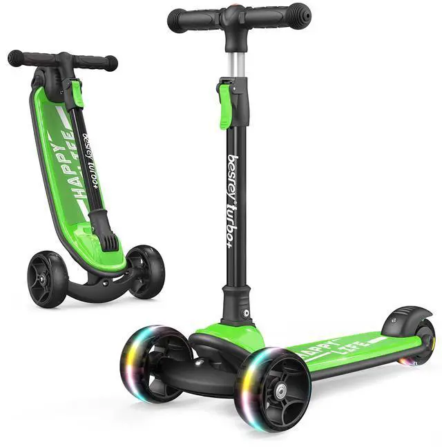 Main image of Kick Scooter, 3-Wheel Folding Scooter with Adjustable Height, LED Light Wheels, Extra Wide Deck for Outdoor Activities