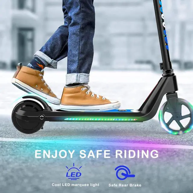 Alt view image 4 of 7 - Electric Scooter, Kick-Start Boost Scooter with Adjustable Speed and Height, Flash Wheel & Deck Lights