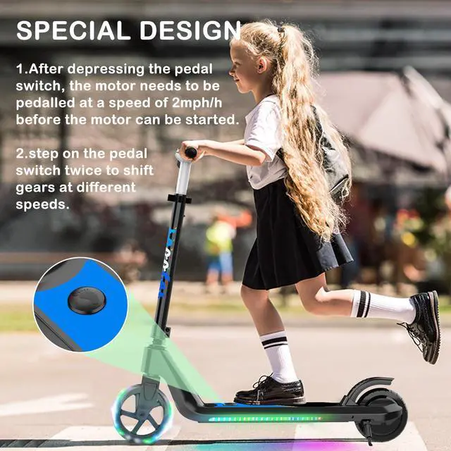 Alt view image 5 of 7 - Electric Scooter, Kick-Start Boost Scooter with Adjustable Speed and Height, Flash Wheel & Deck Lights