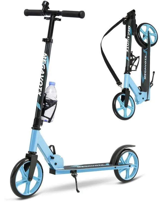 Main image of Foldable Scooter with 8 inch Sturdy Wheels - ScootersTeens, Adults , Adjustable Handlebar, Gift for Boys&Girls, 220lbs Max Load Capacity, Bearing ABEC7 - Blue
