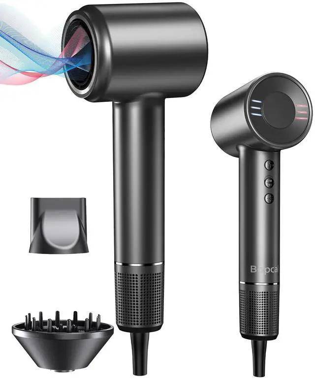 Main image of Hair Dryer - 150,000RPM High-Speed Ionic Hair Dryer for 1-5 Mins Fast-Drying, 500M Negative Ions Reducing 70% Frizz, Low Noise Blow Dryer with Magnetic Diffuser & Nozzle, for Home Travel Salon, Black