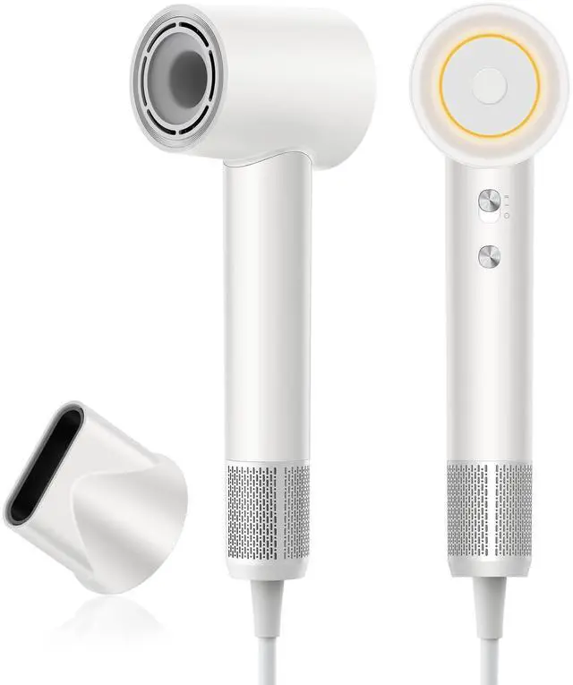 Main image of Hair Dryer,  Negative Ion Blow Dryer for Women Men, 110, 000 RPM Brushless Motor, 3 Heat Settings, 360° Rotating Magnetic Nozzle, High-Speed Low Noise Hair Dryer for Home and Travel (White)