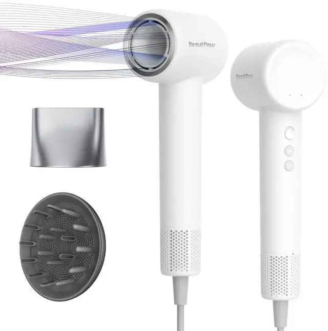 Main image of Hair Dryer,  110,000 RPM High-Speed Brushless Motor Ionic Blow Dryer, with Diffuser Hair Dryer & Smoothing Nozzle, Low Noise Lightweight for Home/Travel/Salon, No Heat Damage
