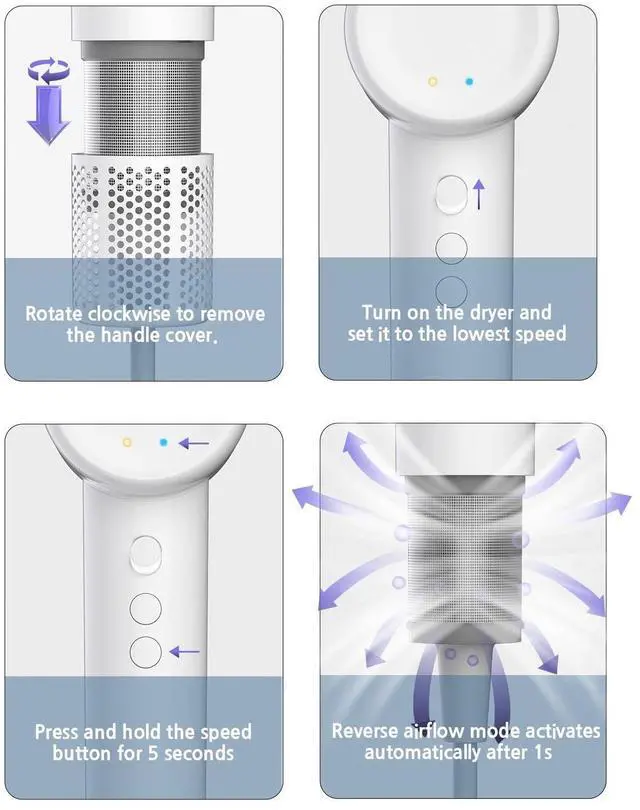 Alt view image 6 of 7 - Hair Dryer,  110,000 RPM High-Speed Brushless Motor Ionic Blow Dryer, with Diffuser Hair Dryer & Smoothing Nozzle, Low Noise Lightweight for Home/Travel/Salon, No Heat Damage