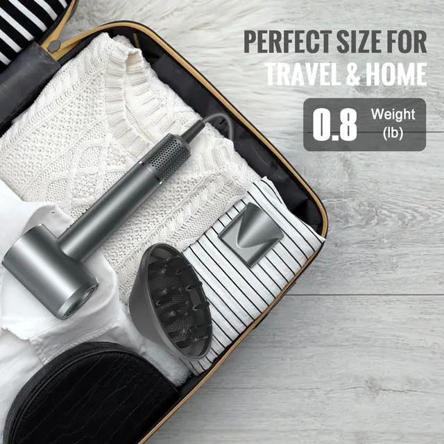 Alt view image 5 of 7 - Hair Dryer, Professional Ionic Hair Dryer for Fast Drying, High Speed Hair Blow Dryer with Diffuser for Home Salon Travel, Constant Temperature Hair Care Without Hair Damage