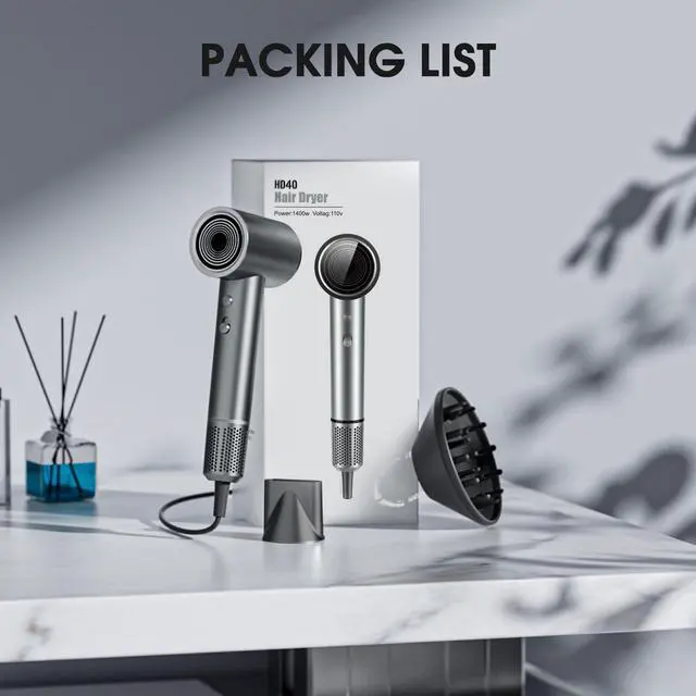 Alt view image 7 of 7 - Hair Dryer, Professional Ionic Hair Dryer for Fast Drying, High Speed Hair Blow Dryer with Diffuser for Home Salon Travel, Constant Temperature Hair Care Without Hair Damage