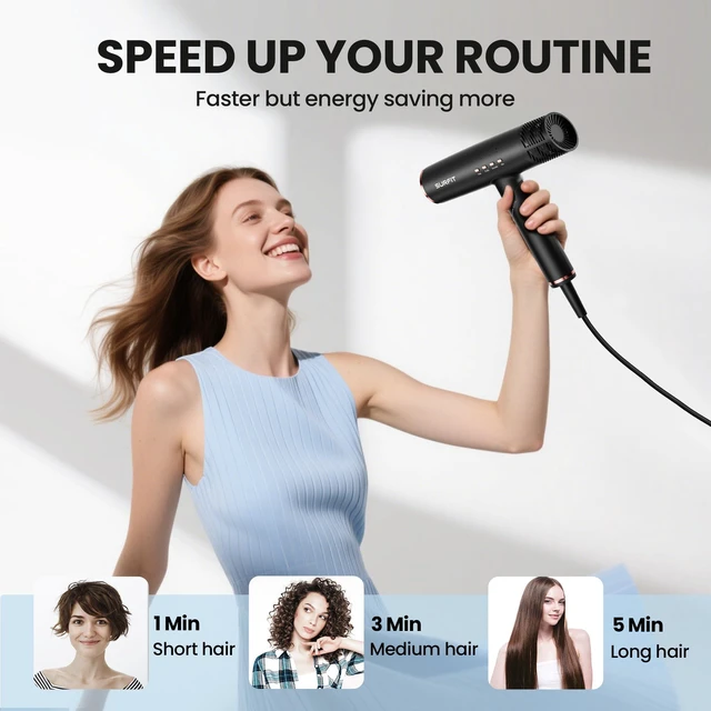 Alt view image 2 of 7 - Hair Dryer with Diffuser, 110,000 RPM High-Speed Ionic Hair Dryer for Fast Drying, Lightweight Foldable Travel Blow Dryer for Women, Quiet Professional Hair Dryer, Gift for Women