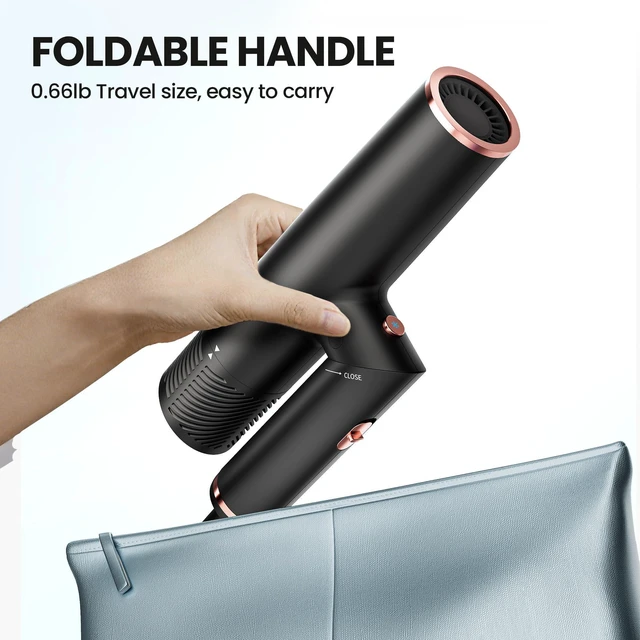 Alt view image 7 of 7 - Hair Dryer with Diffuser, 110,000 RPM High-Speed Ionic Hair Dryer for Fast Drying, Lightweight Foldable Travel Blow Dryer for Women, Quiet Professional Hair Dryer, Gift for Women