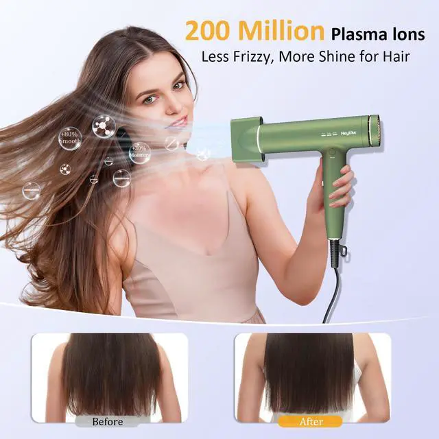 Alt view image 4 of 7 - High Speed Plasma Ion Hair Dryer with Diffuser, Professonal Blow Dryer 110000 RPM Brushless Motor for Fast Drying, 1500W 3Temps/3Speeds Thermo-Control Lightweight Hairdryer for Women Home Travel Salon
