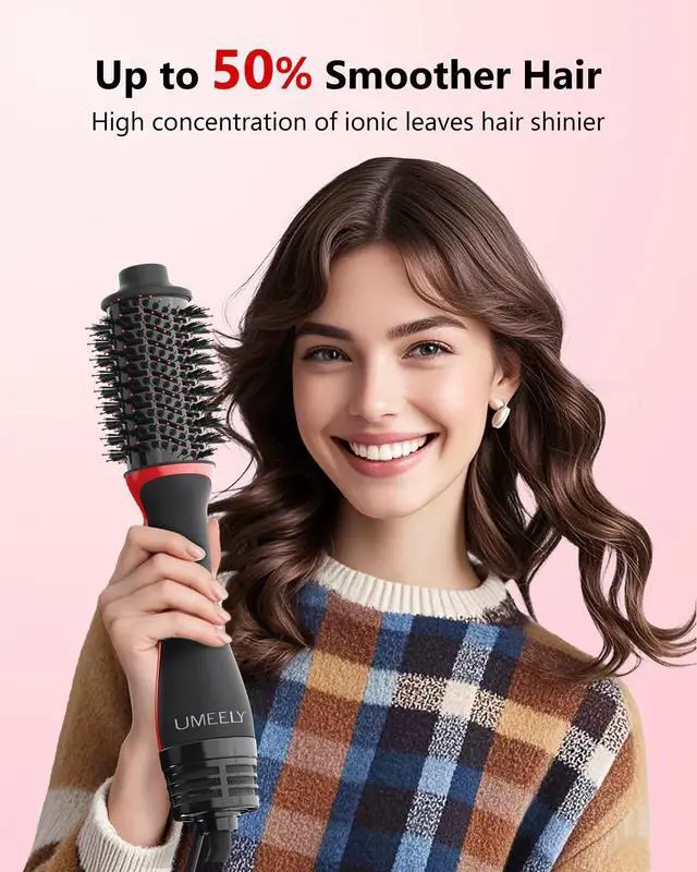 Alt view image 2 of 7 - Plus 2.0 Hair Dryer Brush Blow Dryer Brush in One, 2'' Oval Brush Head Hot Air Brush Styler & Volumizer with Ionic Technology, NTC Smart Temp Control for Smooth, Frizz-Free, Shiny Hair