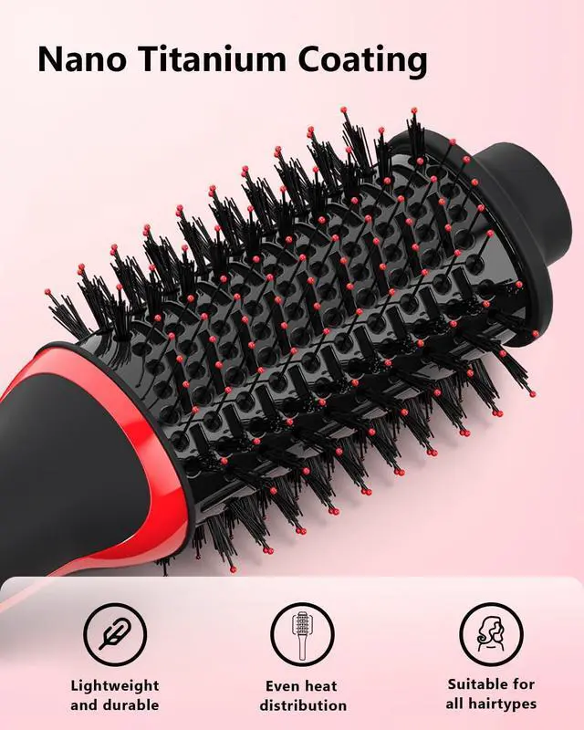 Alt view image 4 of 7 - Plus 2.0 Hair Dryer Brush Blow Dryer Brush in One, 2'' Oval Brush Head Hot Air Brush Styler & Volumizer with Ionic Technology, NTC Smart Temp Control for Smooth, Frizz-Free, Shiny Hair