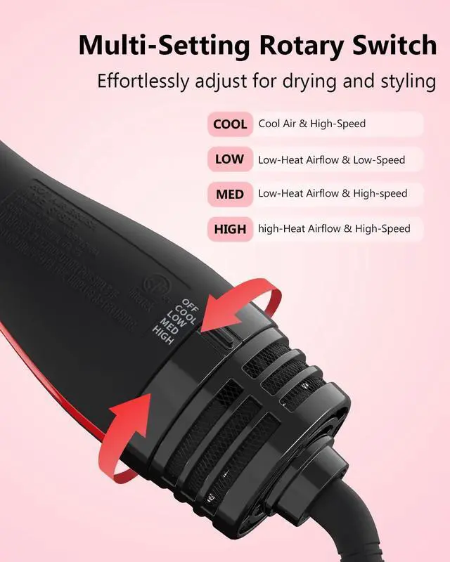 Alt view image 5 of 7 - Plus 2.0 Hair Dryer Brush Blow Dryer Brush in One, 2'' Oval Brush Head Hot Air Brush Styler & Volumizer with Ionic Technology, NTC Smart Temp Control for Smooth, Frizz-Free, Shiny Hair
