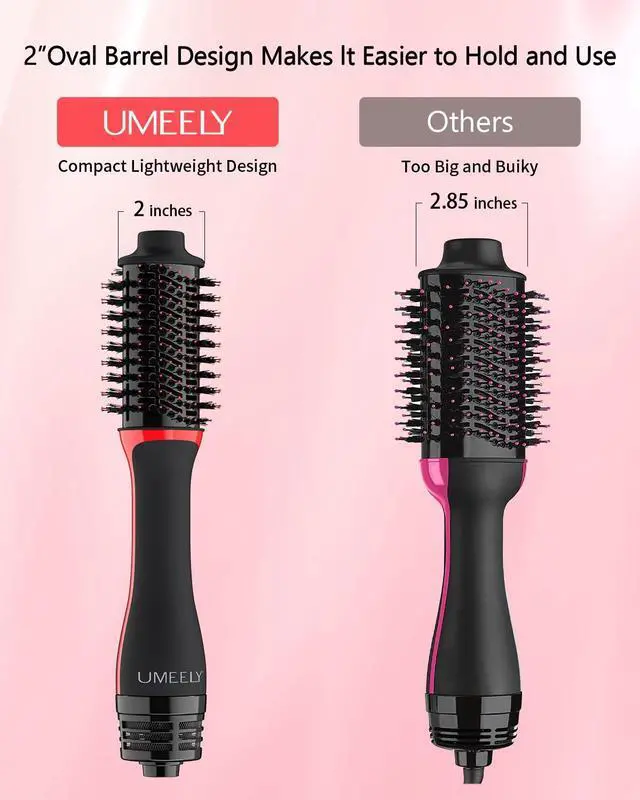 Alt view image 7 of 7 - Plus 2.0 Hair Dryer Brush Blow Dryer Brush in One, 2'' Oval Brush Head Hot Air Brush Styler & Volumizer with Ionic Technology, NTC Smart Temp Control for Smooth, Frizz-Free, Shiny Hair