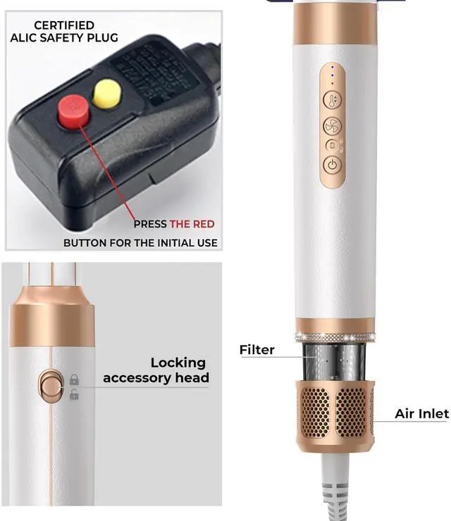 Alt view image 6 of 7 - Blow Dryer Brush 7 in ONEAutowrap Curling Wand, 110,000 RPM High-Speed Negative Ionic Hair Dryer with Diffuser Concentrator, Round Brush Blow Dryer Air Styler, Volumizing Hair Styling Tools