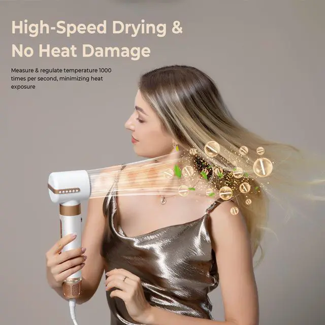 Alt view image 7 of 7 - Blow Dryer Brush 7 in ONEAutowrap Curling Wand, 110,000 RPM High-Speed Negative Ionic Hair Dryer with Diffuser Concentrator, Round Brush Blow Dryer Air Styler, Volumizing Hair Styling Tools