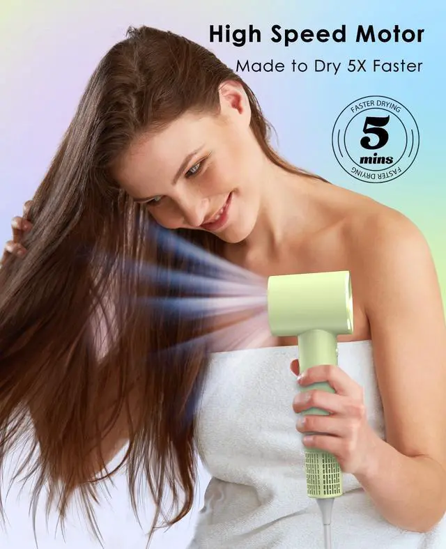 Alt view image 2 of 7 - Hair Dryer with Diffuser for Curly Hair, Negative Ionic Hairdryer, High-Speed Blow Dryer with 110, 000 RPM Brushless Motor, Fast Drying Lightweight Travel Hairdryer, Low Noise Quiet Hair Dryers