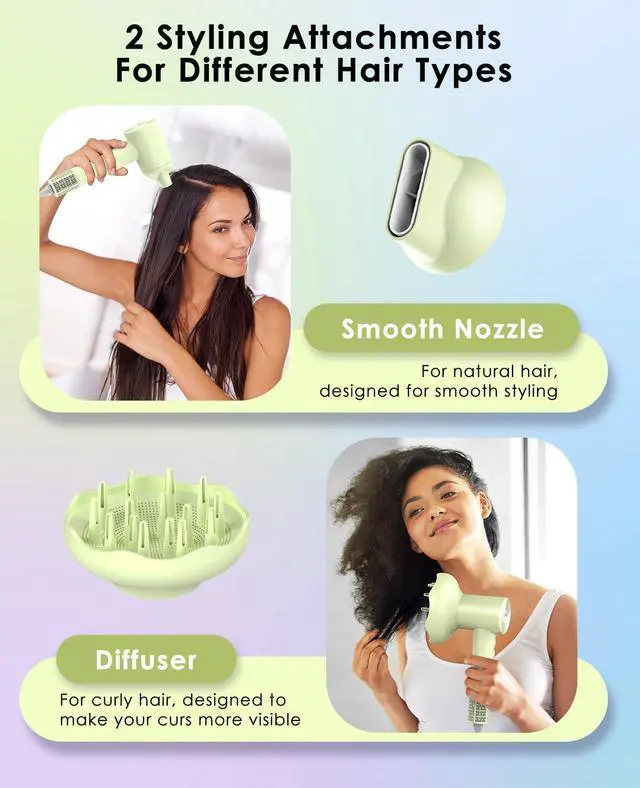 Alt view image 4 of 7 - Hair Dryer with Diffuser for Curly Hair, Negative Ionic Hairdryer, High-Speed Blow Dryer with 110, 000 RPM Brushless Motor, Fast Drying Lightweight Travel Hairdryer, Low Noise Quiet Hair Dryers