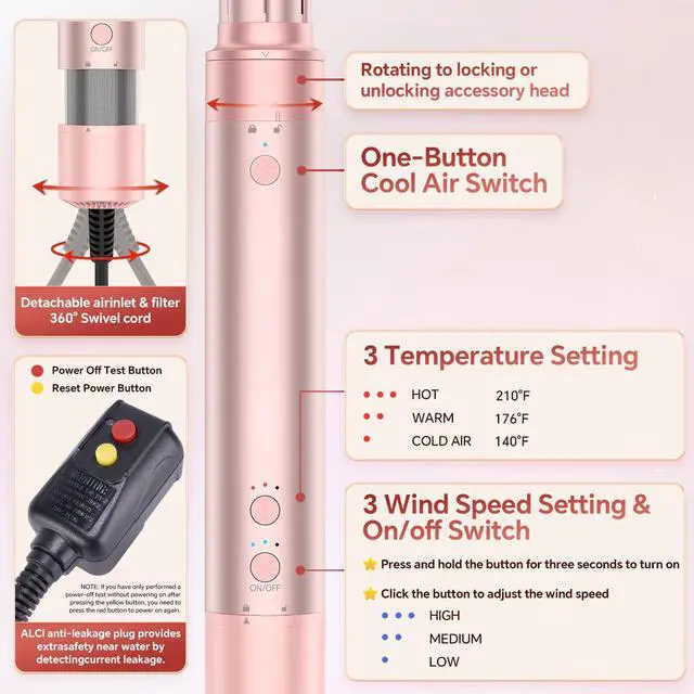 Alt view image 7 of 7 - 5 in 1 Hot Air Styler, Hair Dryer Brush with Auto Wrap Curling, 110,000 RPM High-Speed Blow Dryer and Air Curler, Frizz-Free Styling for All Hair Types-Straight, Wavy & Curly, No Heat Damage, 1200W
