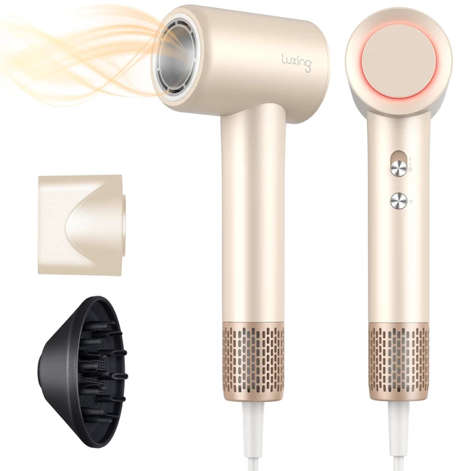 Main image of Hair Dryer, 200 Million Negative Ions Fast Drying High Speed Hairdryer with Diffuser, Lightweight, Low Noise 1500W Hair Diffuser Dryer with 110000 RPM Brushless Motor (Cream)