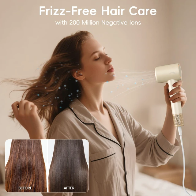 Alt view image 4 of 7 - Hair Dryer, 200 Million Negative Ions Fast Drying High Speed Hairdryer with Diffuser, Lightweight, Low Noise 1500W Hair Diffuser Dryer with 110000 RPM Brushless Motor (Cream)