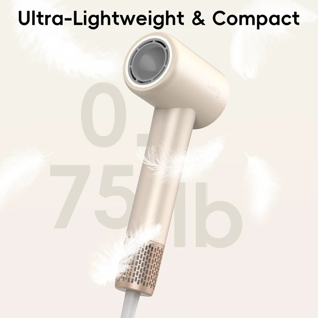 Alt view image 5 of 7 - Hair Dryer, 200 Million Negative Ions Fast Drying High Speed Hairdryer with Diffuser, Lightweight, Low Noise 1500W Hair Diffuser Dryer with 110000 RPM Brushless Motor (Cream)