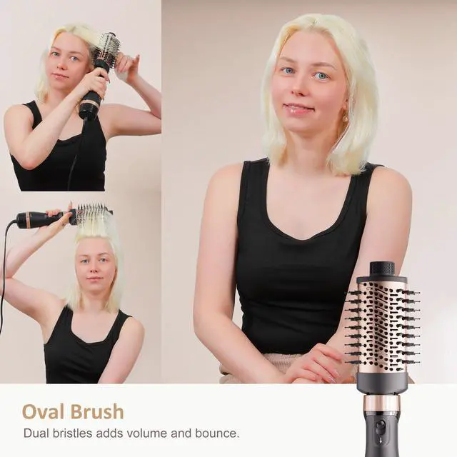 Alt view image 2 of 7 - Hair Dryer Brush Set, Blow Dryer Brush with 5 Attachments, Multi Hair Styler for Salon Blowouts, Volumizing, and Straightening, Ionic Function, Frizz Free, with Glove