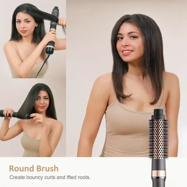 Alt view image 5 of 7 - Hair Dryer Brush Set, Blow Dryer Brush with 5 Attachments, Multi Hair Styler for Salon Blowouts, Volumizing, and Straightening, Ionic Function, Frizz Free, with Glove