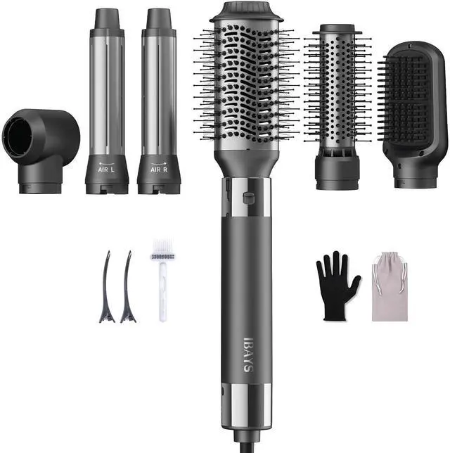 Main image of Hair Dryer Brush 6 in 1 Professional Hot Air Styler, 110,000 RPM High-Speed Negative Ionic Hair Dryer, Auto Wrap Curler Frizz-Free Blow Dryer Brush for Curling Volumizing Straightening Styling