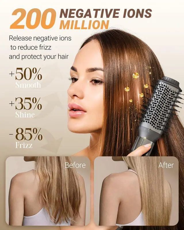 Alt view image 4 of 7 - Hair Dryer Brush 6 in 1 Professional Hot Air Styler, 110,000 RPM High-Speed Negative Ionic Hair Dryer, Auto Wrap Curler Frizz-Free Blow Dryer Brush for Curling Volumizing Straightening Styling