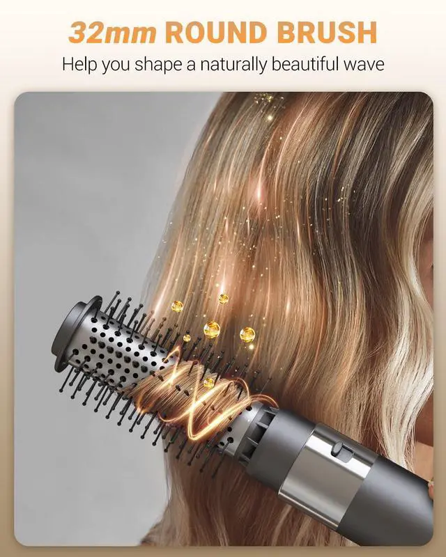 Alt view image 6 of 7 - Hair Dryer Brush 6 in 1 Professional Hot Air Styler, 110,000 RPM High-Speed Negative Ionic Hair Dryer, Auto Wrap Curler Frizz-Free Blow Dryer Brush for Curling Volumizing Straightening Styling