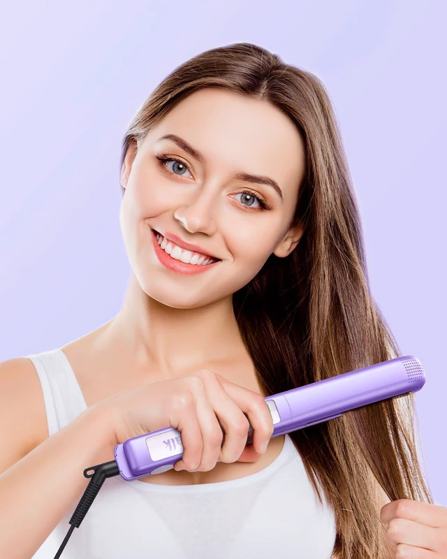 Alt view image 4 of 7 - Pro Flat Iron Hair Straightener, 100% Pure Titanium Flat Iron for Easy Glide, Straightener and Curler for All Hairstyles, Dual Voltage (Purple)