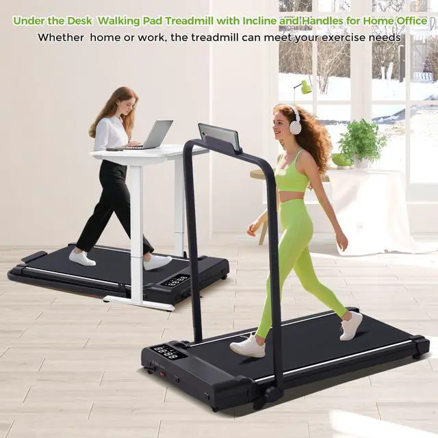 Alt view image 7 of 7 - Walking Pad Treadmill with Incline & Handle Bar, 3.0HP Foldable Folding Treadmills for Home Small, Small Portable Treadmill with Handles, Walking pad with Incline and Handle bar, 320LB Capacity