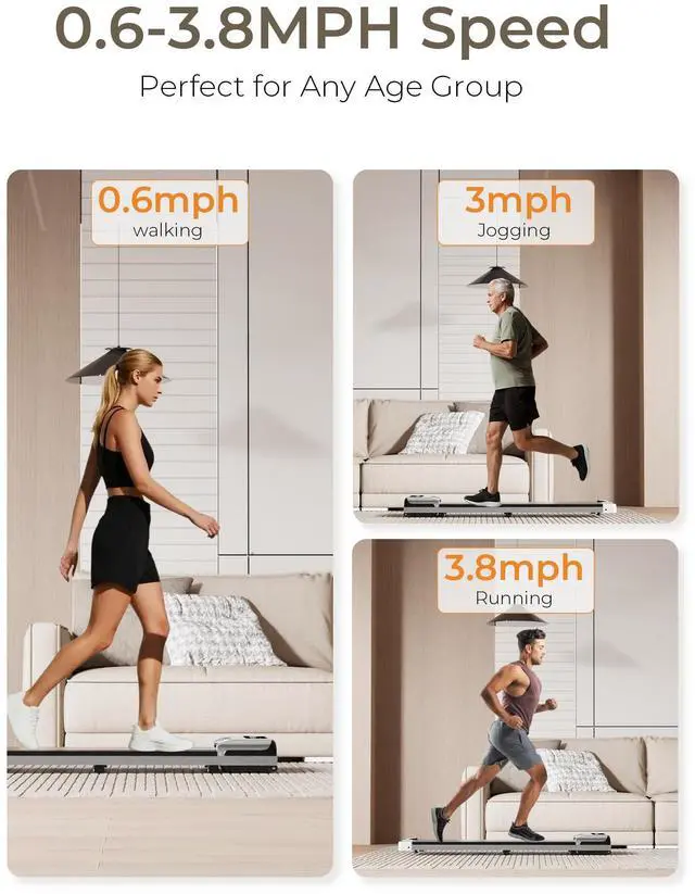 Alt view image 2 of 6 - Walking Pad, Under Desk Walking pad Treadmill, 2.5HP Walking Pad with Remote and LED Display, 3 in 1 Portable Walking Pad with 265 lbs Weight Capacity for Home Office
