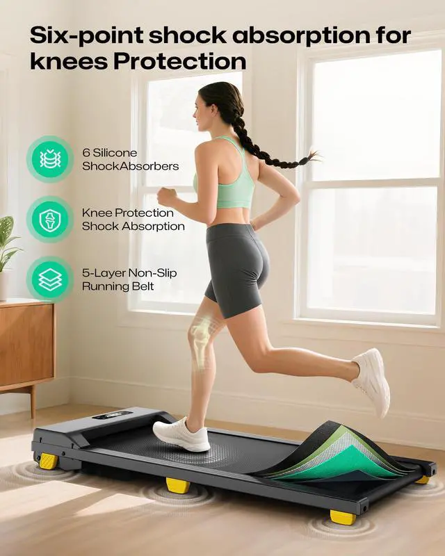 Alt view image 3 of 6 - Walking Pad, Portable Under Desk Treadmill, 2.5 HP Walking Treadmill Pad for Home and Office, Walking Jogging Running Machine with Remote Control and LED Display