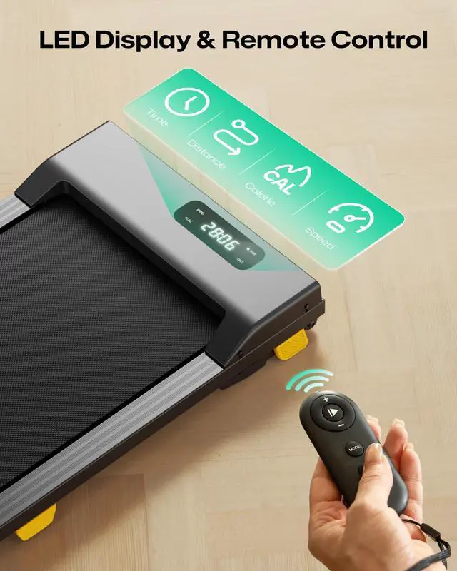 Alt view image 6 of 6 - Walking Pad, Portable Under Desk Treadmill, 2.5 HP Walking Treadmill Pad for Home and Office, Walking Jogging Running Machine with Remote Control and LED Display