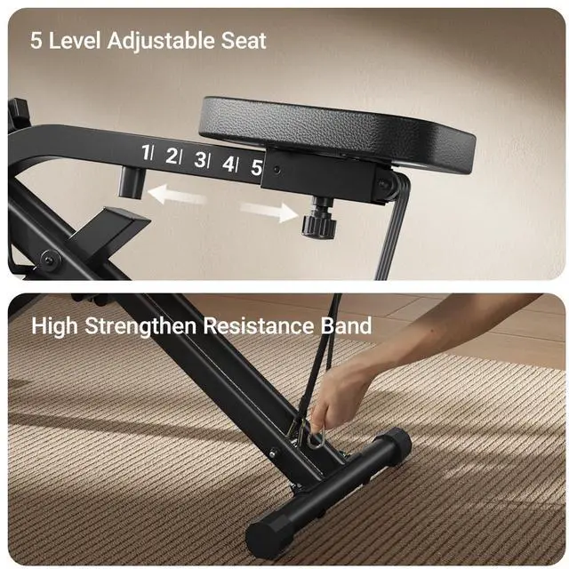 Alt view image 4 of 7 - Squat Machine with Phone Holder, Foldable Exercise Equipment for Home, Squat Rowing Machine with 3 High-Strength Resistance Band, Squat Assist Trainer for Arm, Glute & Leg Workout (Black)