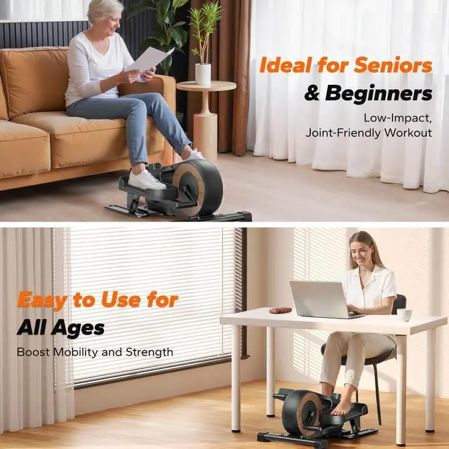 Alt view image 5 of 6 - Sitting Under Desk Elliptical Machine, Leg Exerciser While Sitting for Seniors, Seated Pedal Exerciser, Quiet & Portable Pedal Exerciser with 8 Resistance Levels, Work from Home Fitness