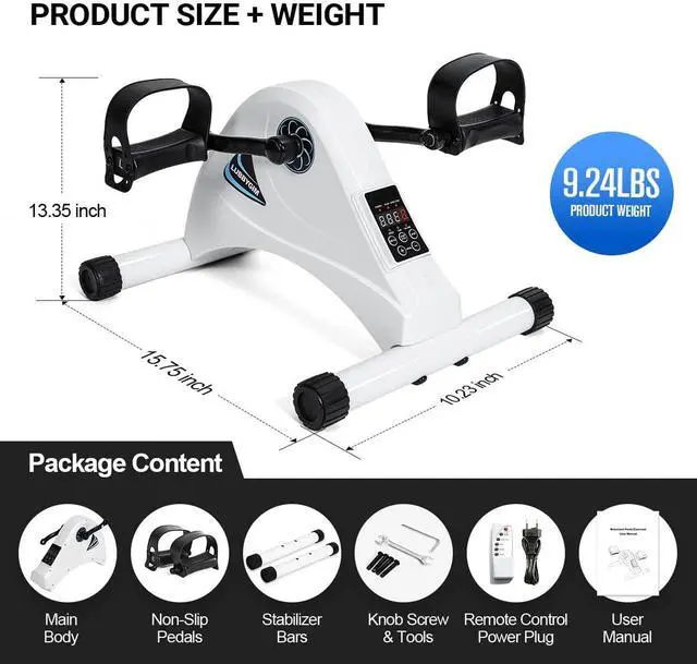 Alt view image 4 of 7 - Motorized Mini Exercise Bike Pedal Exerciser for Seniors Rehab Training, Electric Under Desk Bike Pedal Exerciser for Arm/Leg Fitness & Physical Therapy, 6 Levels Speed Adjustment