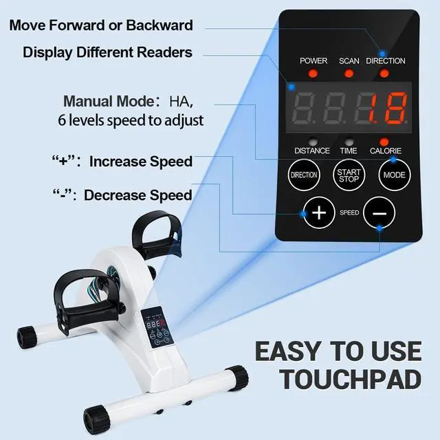 Alt view image 5 of 7 - Motorized Mini Exercise Bike Pedal Exerciser for Seniors Rehab Training, Electric Under Desk Bike Pedal Exerciser for Arm/Leg Fitness & Physical Therapy, 6 Levels Speed Adjustment