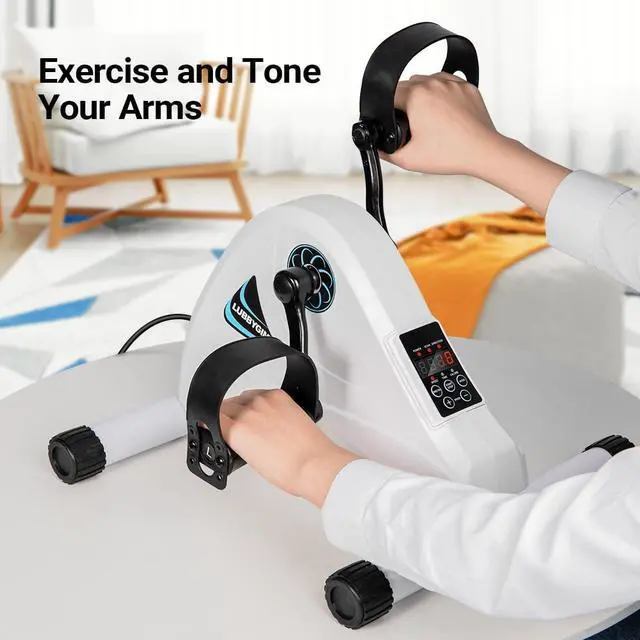 Alt view image 7 of 7 - Motorized Mini Exercise Bike Pedal Exerciser for Seniors Rehab Training, Electric Under Desk Bike Pedal Exerciser for Arm/Leg Fitness & Physical Therapy, 6 Levels Speed Adjustment