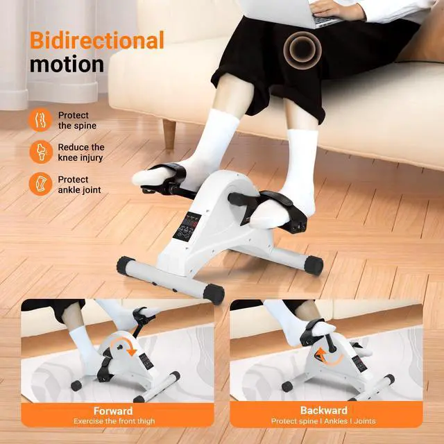 Alt view image 3 of 6 - Motorized Pedal Exerciser Mini Exercise Bikes, Under Desk Bike Peddler Exerciser for Seniors Rehab and Arm Leg Physical Therapy, 6 Levels Speed Adjustment