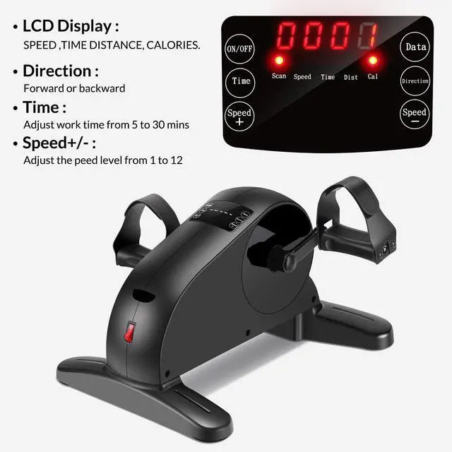 Alt view image 5 of 7 - Electric Pedal Exercicser mini Motorized Exercise Bike for Leg and Arm Low Impact Exercise