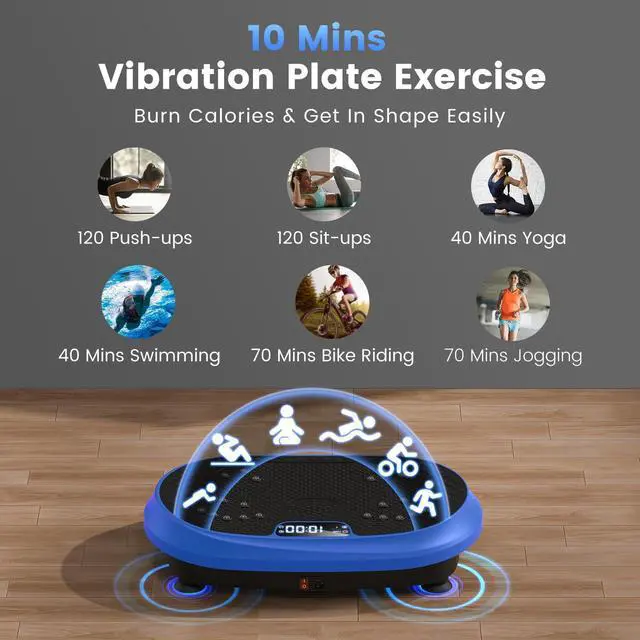 Alt view image 3 of 7 - Vibration Plate Exercise Machine, Vibrating Fitness Platform for Lymphatic Drainage, Full Body Shaker Workout Equipment, Bluetooth Power Shaping Vibrate Plate, Board Sport for Home Exercise Gym, Blue