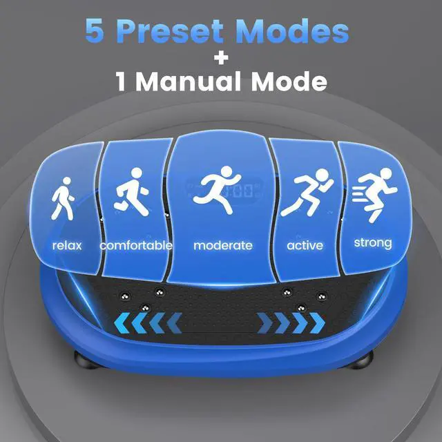 Alt view image 4 of 7 - Vibration Plate Exercise Machine, Vibrating Fitness Platform for Lymphatic Drainage, Full Body Shaker Workout Equipment, Bluetooth Power Shaping Vibrate Plate, Board Sport for Home Exercise Gym, Blue