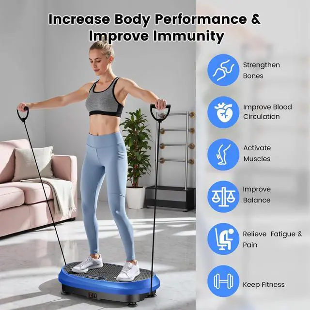 Alt view image 6 of 7 - Vibration Plate Exercise Machine, Vibrating Fitness Platform for Lymphatic Drainage, Full Body Shaker Workout Equipment, Bluetooth Power Shaping Vibrate Plate, Board Sport for Home Exercise Gym, Blue