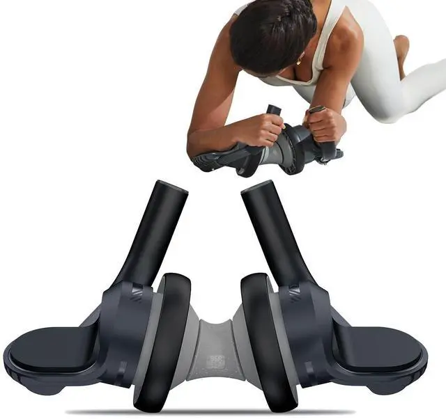 Main image of Fitness Ab Roller Wheel with Elbow Support Abdominal Trainer Roller Workout Equipment for Core Strength Training for Men and Women.Grey