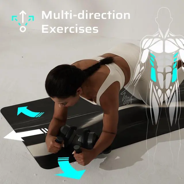 Alt view image 4 of 7 - Fitness Ab Roller Wheel with Elbow Support Abdominal Trainer Roller Workout Equipment for Core Strength Training for Men and Women.Grey