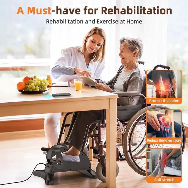 Alt view image 4 of 7 - Motorized Mini Exercise Bike Electric Pedal Exerciser for SeniorsUnder Desk Bike Pedal Exerciser for Arm/Leg Fitness & Physical Therapy,Manual/Auto Speed Adjustment Leg Exercise Equipment