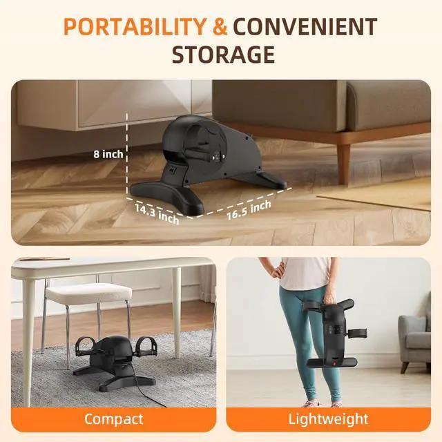 Alt view image 6 of 7 - Motorized Mini Exercise Bike Electric Pedal Exerciser for SeniorsUnder Desk Bike Pedal Exerciser for Arm/Leg Fitness & Physical Therapy,Manual/Auto Speed Adjustment Leg Exercise Equipment